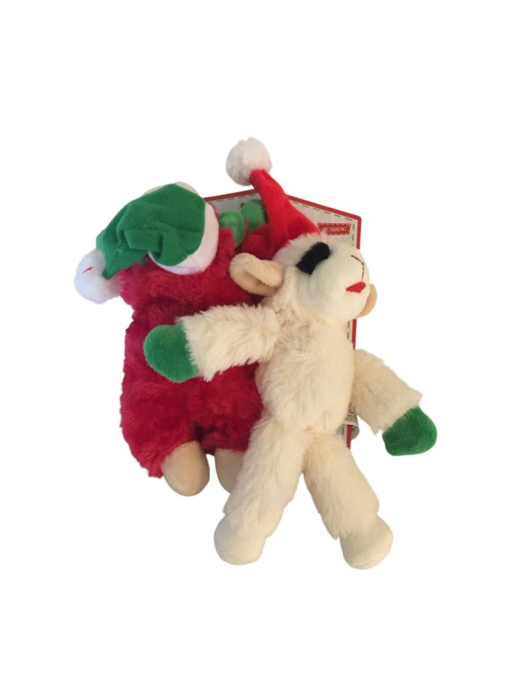 Lamb Chop Holiday 6 1/2" Red Lamb Green Hat Cream Lamb Red Hat Set of 2